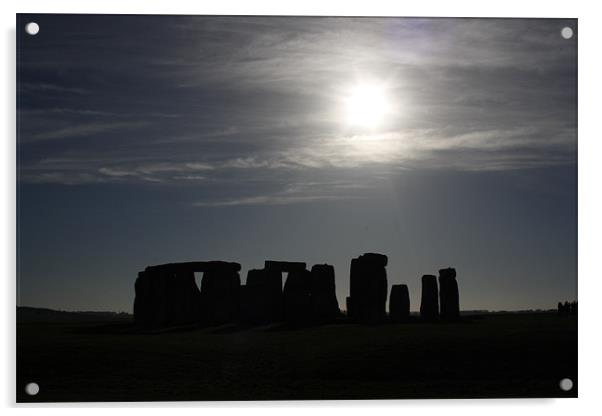 Sun Behind Stonehenge Acrylic by Richie Fitzgerald