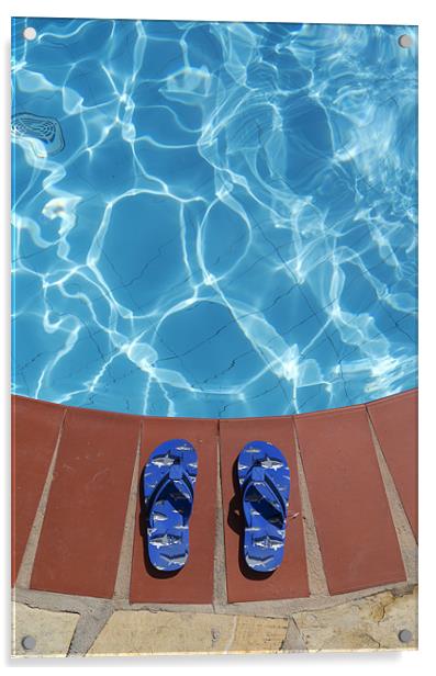 Flip flops by the pool Acrylic by Stephen  Hewett