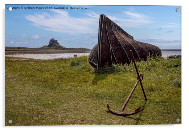 lindisfarne castle from the boat sheds Acrylic by Graham Moore