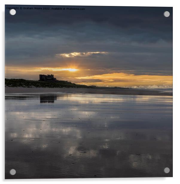 Bamburgh Castle from the south sunset Acrylic by Graham Moore