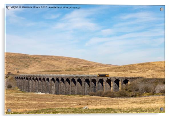 Goods train crossing Ribblehead Viaduct Acrylic by Graham Moore