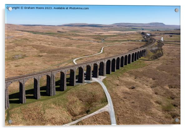 Ribblehead Viaduct elevated view Acrylic by Graham Moore