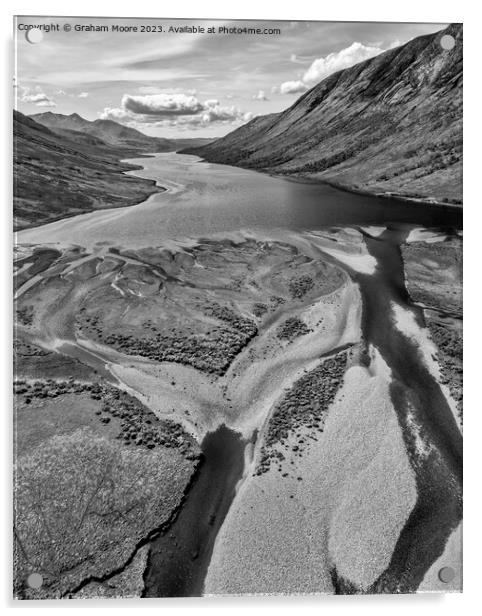 Loch Etive from the north end monochrome Acrylic by Graham Moore