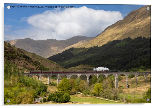 Steam train crossing Glenfinnan viaduct Acrylic by Graham Moore