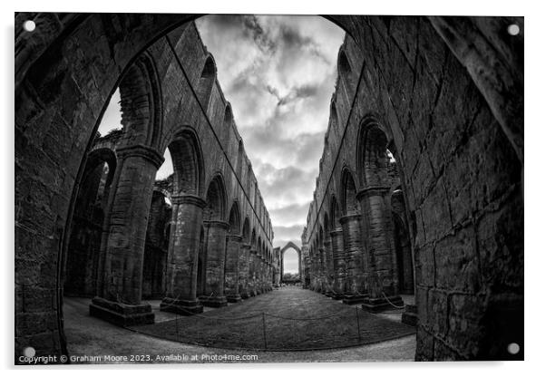 Fountains Abbey nave fisheye shot Acrylic by Graham Moore