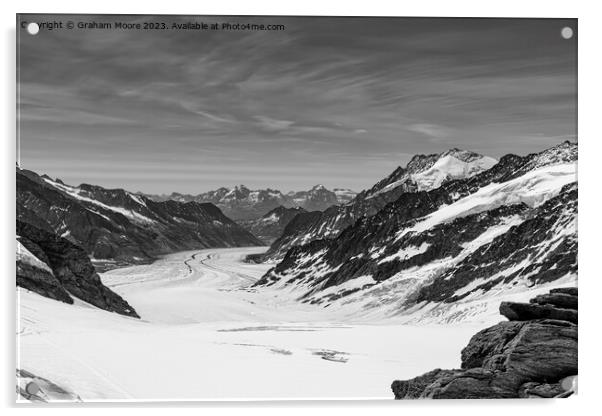 Aletsch Glacier from Junfraujoch monochrome Acrylic by Graham Moore