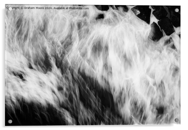Waves crashing on rocks Acrylic by Graham Moore