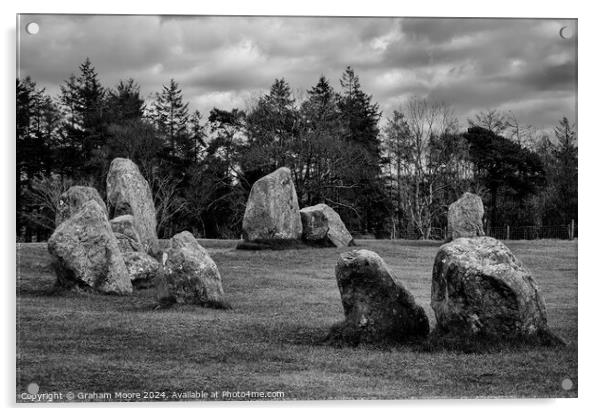 Castlerigg looking northeast monochrome Acrylic by Graham Moore