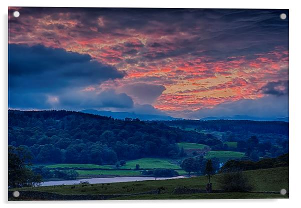 Esthwaite Water sunset Acrylic by Graham Moore