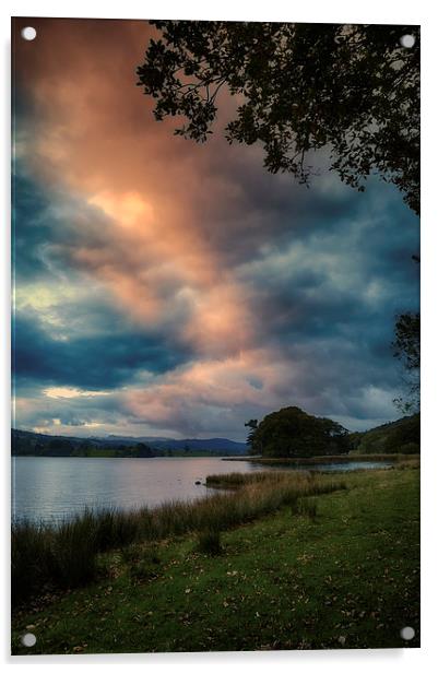Esthwaite Water sunset Acrylic by Graham Moore