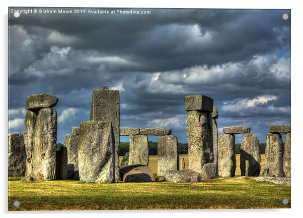 Stonehenge in gathering storm Acrylic by Graham Moore