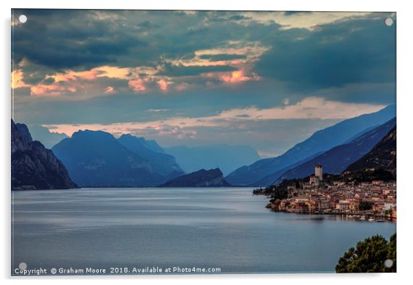 Malcesine sunset Acrylic by Graham Moore