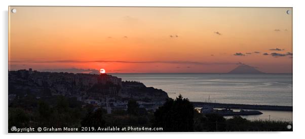 Tropea sunset panorama Acrylic by Graham Moore