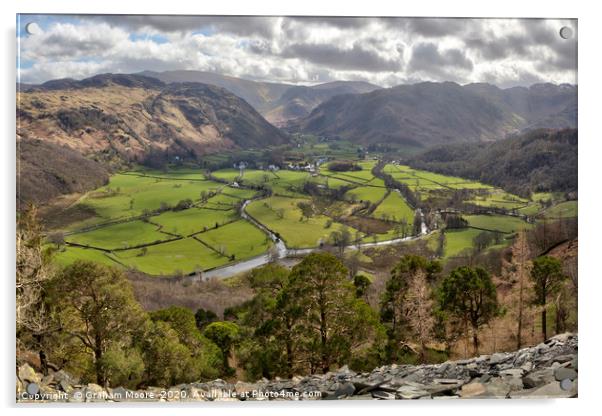 Borrowdale from Castle Crag scree Acrylic by Graham Moore