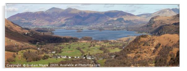 Derwentwater from Castle Crag panorama Acrylic by Graham Moore