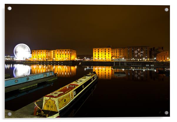 Albert Dock by night Acrylic by Paul Farrell Photography
