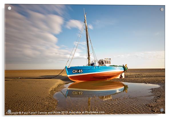 Meols beach sailing boat Acrylic by Paul Farrell Photography
