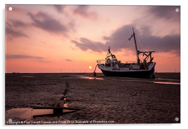 Meols beach sunset Acrylic by Paul Farrell Photography