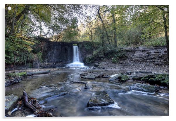 Wepre park waterfall Acrylic by Paul Farrell Photography