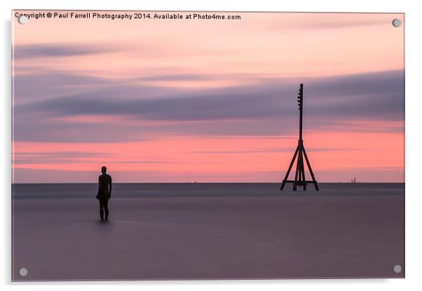  Pink sunset at Crosby beach Acrylic by Paul Farrell Photography