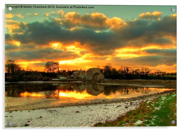 Sunset Over Tidal Mill Acrylic by Martin Chambers
