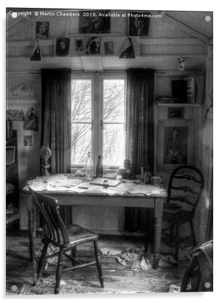 Dylans Desk in The Writing Shed  Acrylic by Martin Chambers