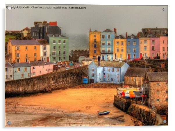 Tenby Harbour Beach and Georgian Houses Acrylic by Martin Chambers