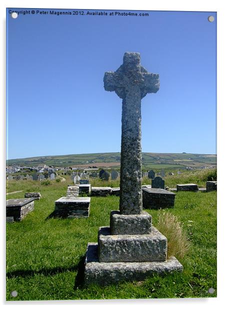 Celtic Cross Gravestone Acrylic by Peter Magennis
