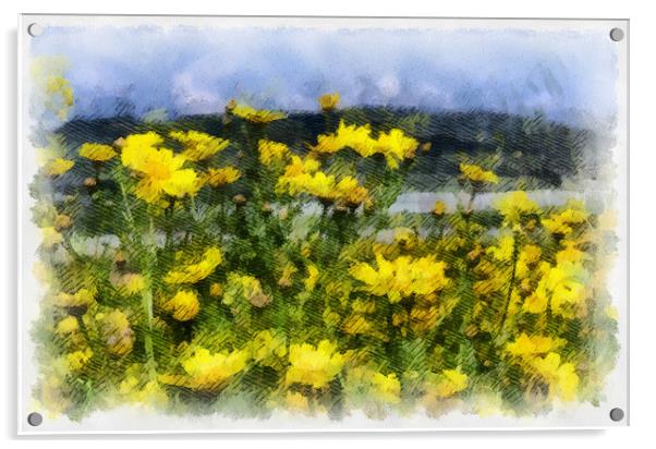 Yellow landscape Acrylic by Michael Goyberg