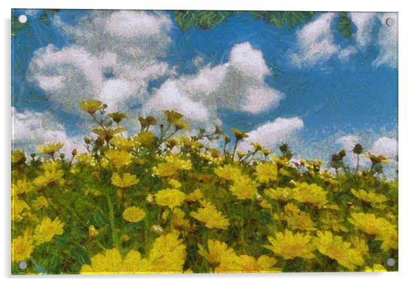 Tansy Blooms Acrylic by Michael Goyberg