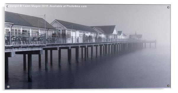 Southwold Pier vanishing into the mist Acrylic by Karen Magee