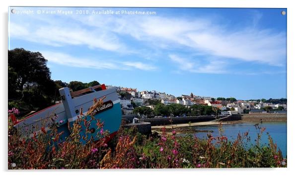 St Peter Port from La Vallette Acrylic by Karen Magee