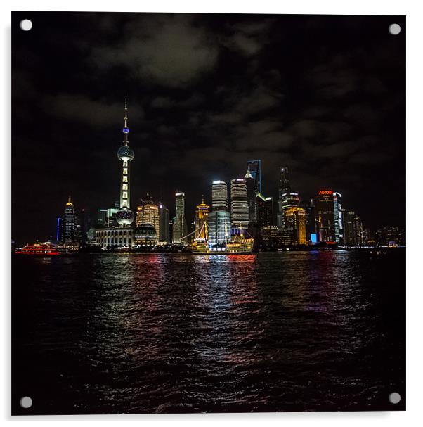 Shanghai Skyline Acrylic by Malcolm Smith