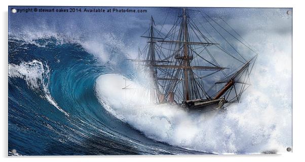 HMS Warrior High seas 1860 Acrylic by stewart oakes