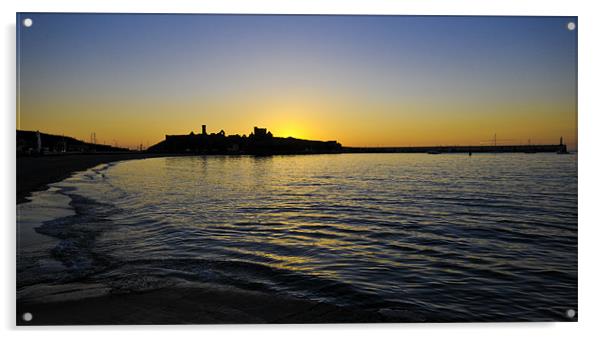 PEEL CASTLE SUNSET Acrylic by Shaun Dickinson