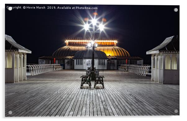 The Pier at Night Acrylic by Howie Marsh