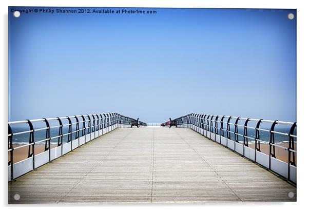 Saltburn Pier Acrylic by Phillip Shannon