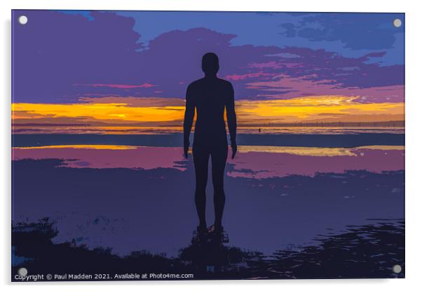 Iron man and purple sky Acrylic by Paul Madden