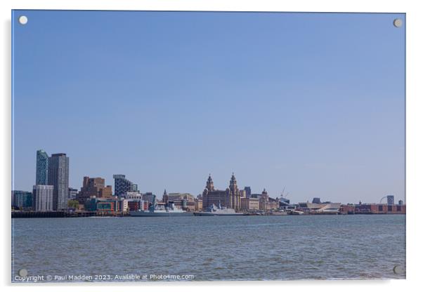 Liverpool waterfront and military ships Acrylic by Paul Madden