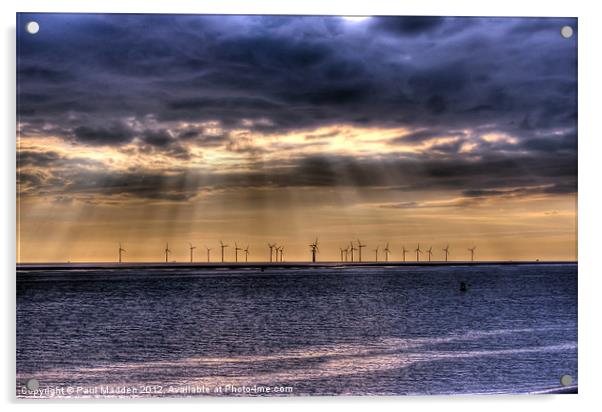 Storm over the windfarm Acrylic by Paul Madden
