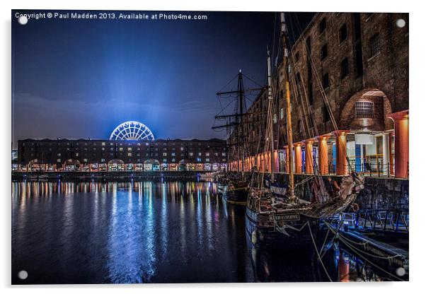 Liverpools Albert Dock at night Acrylic by Paul Madden