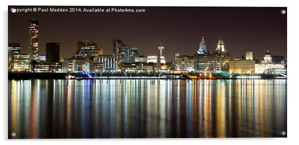 Liverpool skyline in the night Acrylic by Paul Madden
