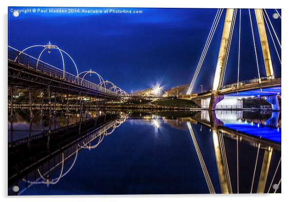 Two Southport Bridges Acrylic by Paul Madden