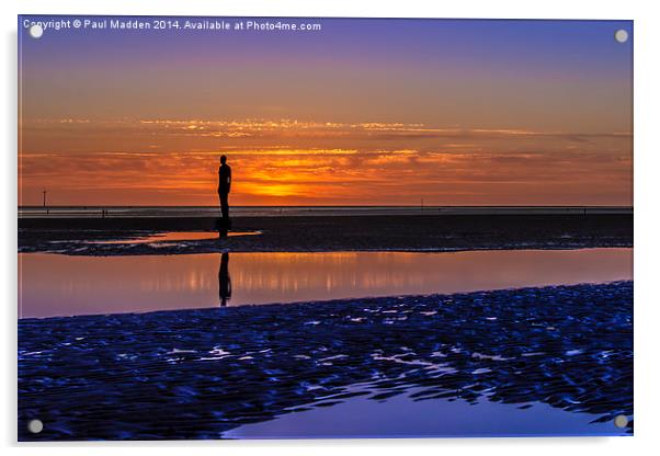 Antony Gormley 'Iron Man' at Crosby Beach Acrylic by Paul Madden