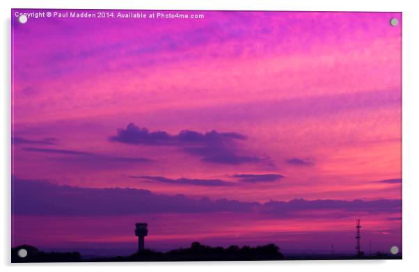 Purple skies over Liverpool Airport Acrylic by Paul Madden