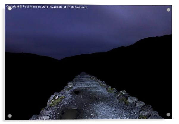 Snowdon Miners Path at midnight Acrylic by Paul Madden