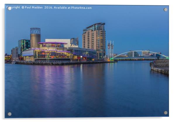 Salford Quays and Lowry Centre Acrylic by Paul Madden