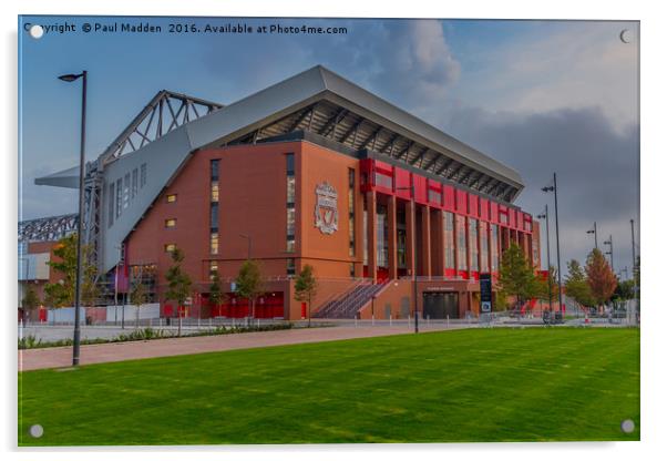 Anfield - The New Main Stand Acrylic by Paul Madden
