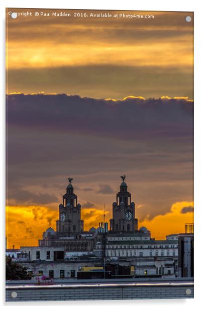 Sunset over the Liver Building Acrylic by Paul Madden