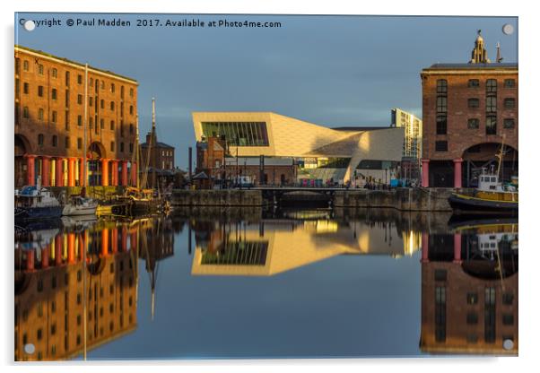 Albert Dock and Museum of Liverpool Acrylic by Paul Madden